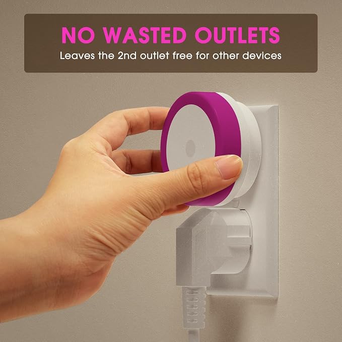 Purple Night Light, Night Lights Plug into Wall [4Pack] | Nightlight with Light Sensors for Kids Room, Baby Night Light, Bathroom Stair Lights, Hallway Light