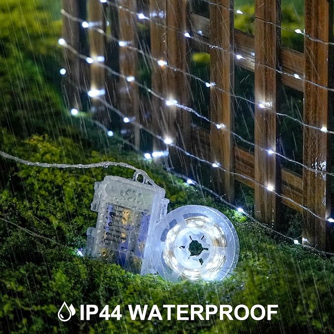 JMEXSUSS 2 Pack Fairy Lights Battery Operated, Total 400 LED 132ft, White | Fairy String Lights with Remote, Outdoor Waterproof, 8 Modes Twinkle Lights for Bedroom Classroom Party Tree Wall Patio Decor