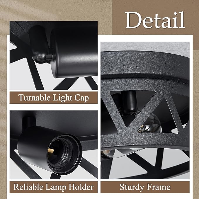 14 inch Black Flush Mount Ceiling Light Fixture,4-Light Light Fixtures Ceiling Mount for Hallway Hall,Kitchen,Farmhouse(2 Pack)
