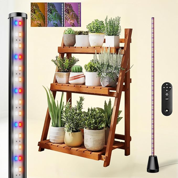 Grow Lights for Indoor Plants with Timer, Full Spectrum Grow Lights with 192 LEDs, Vertical Plant Light, Standing Plant Lamp, 60", 5 Level Dimmable
