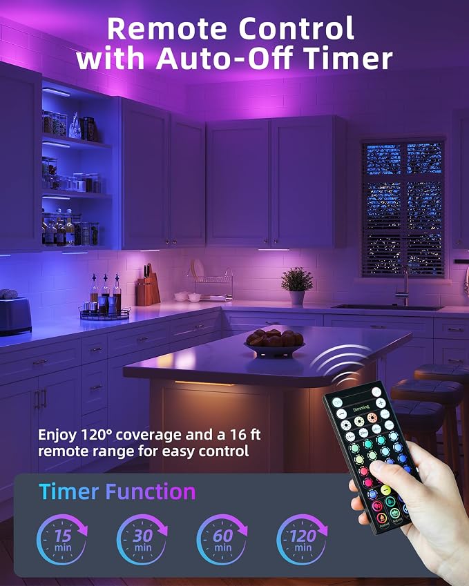 EZVALO 80 RGB Color Changing Under Cabinet Lighting Wireless, 1800mAh Rechargeable Shelf Lights, Timer & Dimmable, Magnetic, Bar Light with Remote for Kitchen, Cabinet, Display Case, 8Pack