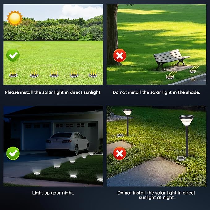 Solar Ground Lights Outdoor, 12 Pack Solar Lights Outdoor Waterproof White | Mini Flat Solar-Powered Garden Lights, Landscape Lighting for Garden Yard Lawn Pathway Walkway Driveway Deck Yard Decoration