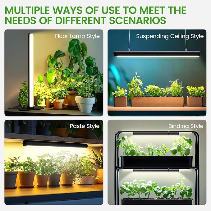 Grow Lights Indoor Plants, 20W 169 LED Full Spectrum with Timer | Hanging Plant Growth Light with Adjustable Dimmable On/Off Switch,16.8in Height Stand Vertical Lamp for Seed Starting Growth