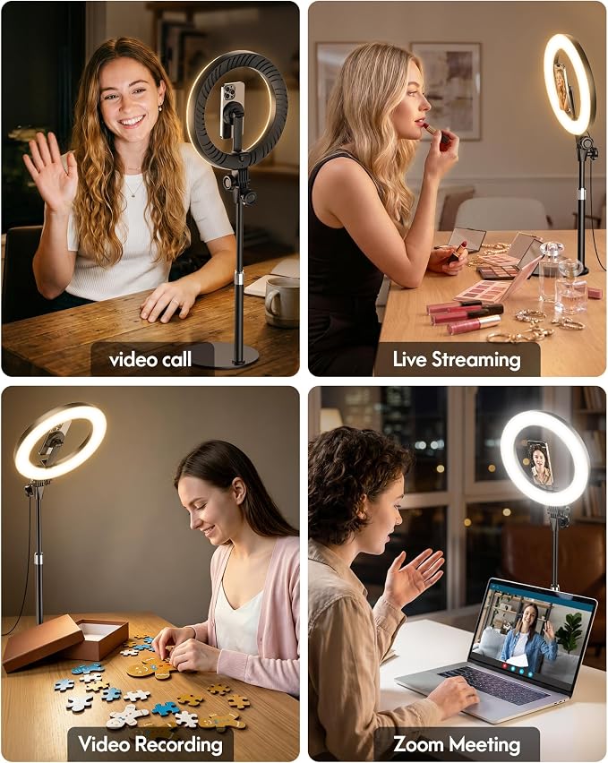 Upgrade 10.5" Ring Light for Desk with Magnetic Phone Holder for Computer | 30 Light Modes, Zoom Lighting for Computer, Desk Light for Video Conference, Circle Light for Video Recording, Streaming