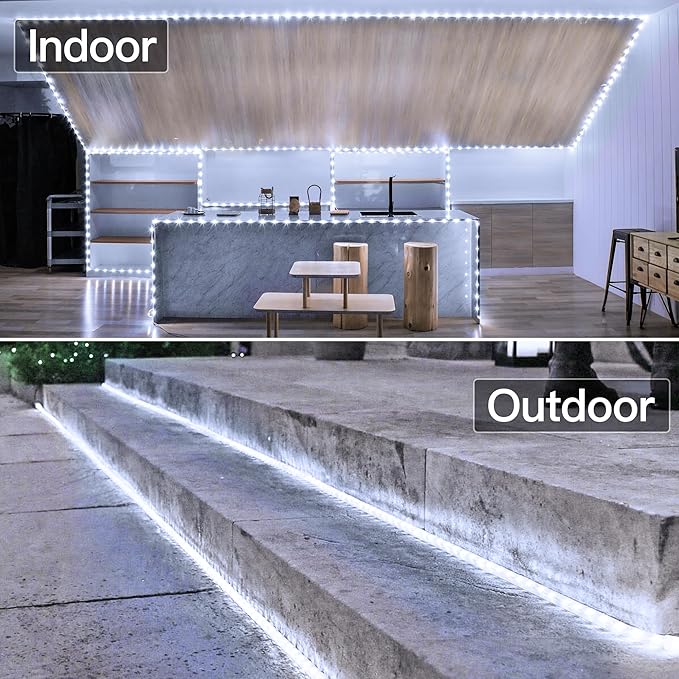50ft LED Rope Lights with Remote, 300 LED IP68 Waterproof Rope Lights with Plug & Timer, Rope Lights for Outside, Indoor, Patio, Pool, Bedroom, Party, Indoor Decoration (White)