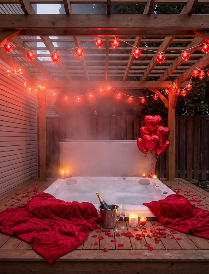 8.5Ft Heart String Lights, Valentines Day Decorations Lights with 10 Red Heart Lights, Plug in Fairy Heart Shape String Lights for Window Wedding Anniversary Bedroom Party Valentine's Day Decorations