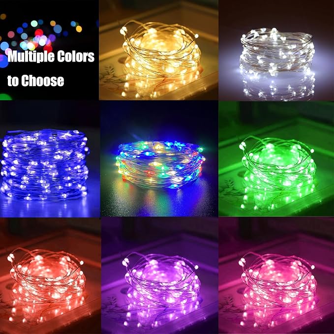 AIKEI 24 Pack LED Fairy Lights Battery Operated, String Lights Waterproof 7 Feet 20 Led Firefly Starry Lights for Wedding Party Bedroom Garden Christmas Decoration Mix Colored