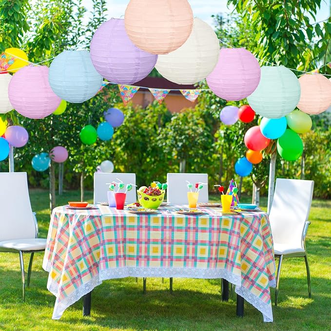 16 Pcs Pastel Paper Lanterns Party Decorations 4'' 6'' 8'' 10'' Colorful Hanging Lanterns Classroom Ceiling Decor Macaron Color Round Decorative for Indoor Outdoor Back to School Wedding Birthday