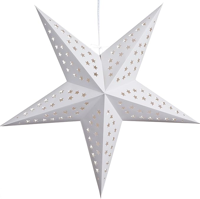 White Serenity Paper Star Lantern with 12 Foot Power Cord Included