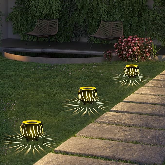 Solar Lanterns Outdoor Waterproof, Solar Lights for Outside Patio Porch Garden Tabletop Deco,2026 Gardening Lovers Mom Gifts(Wave Lines)