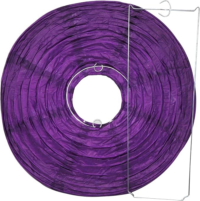 Mudra Crafts Purple and Gold Paper Lanterns Wedding Party Decorations - 12 in 10 Round Hanging Ceiling Lanterns, 10 Pack, Decorative Lamp Shades