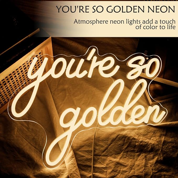 You're So Golden Neon Sign Dimmable LED Neon Light for Bedroom Wall Decor | USB Powered Warm White Neon Sign for Teen Girl Dorm, Vanity, Apartment, Wedding & Birthday Party Decor Gift for Women