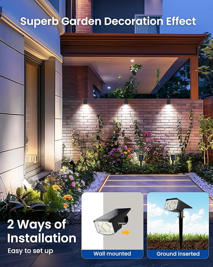 SOLPEX Solar Spot Lights Outdoor Waterproof 10 Pack Cool White | Solar Landscape Spotlights Outdoor, Compact Design Spot Lights, Flood Lights for Garden Yard Pathway House Tree Outside