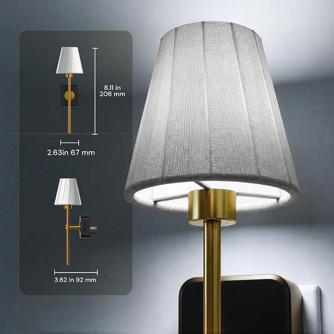 L LOHAS LED Night Lights Plug into Wall, Pleated Fabric Cover Night Light | 2 Pack White Fabric,5000K Daylight with 0-100LM Dimmable,Dusk to Dawn Sensor Vintage Nightlight for Bedroom Living Room