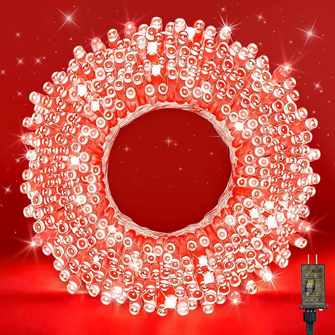 LED Fairy Lights, Connectable Red Christmas String Lights with Timer | Waterproof Light Strand for Christmas Tree, Bedroom, Patio, Wedding, Party, Indoor Outdoor Decor