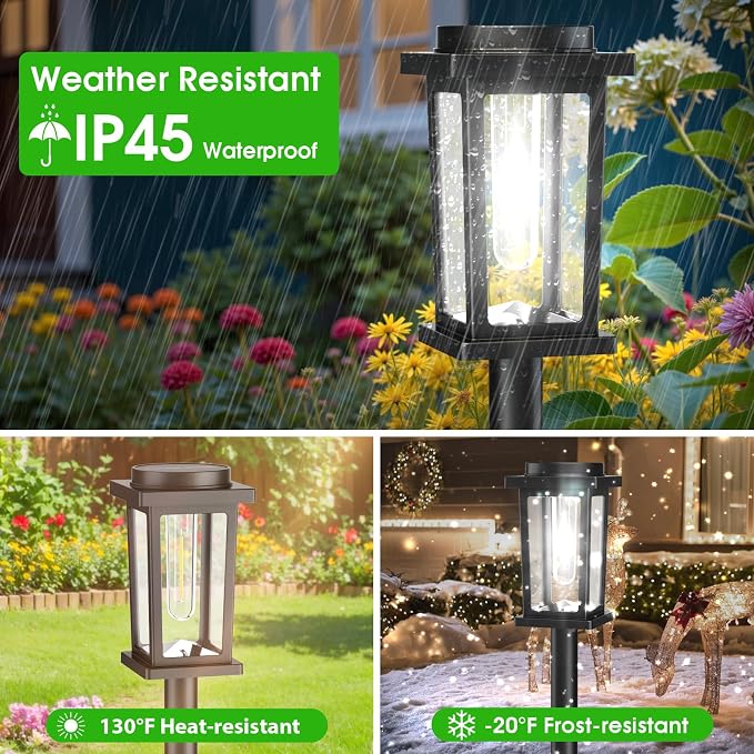 Melunar Solar Pathway Lights Outdoor, 8 Pack Solar Powered Garden Lights Waterproof, Auto On/Off Outdoor Landscape Lights for Patio, Walkway, Driveway, Lawn, Pool Decor. (Cold White)
