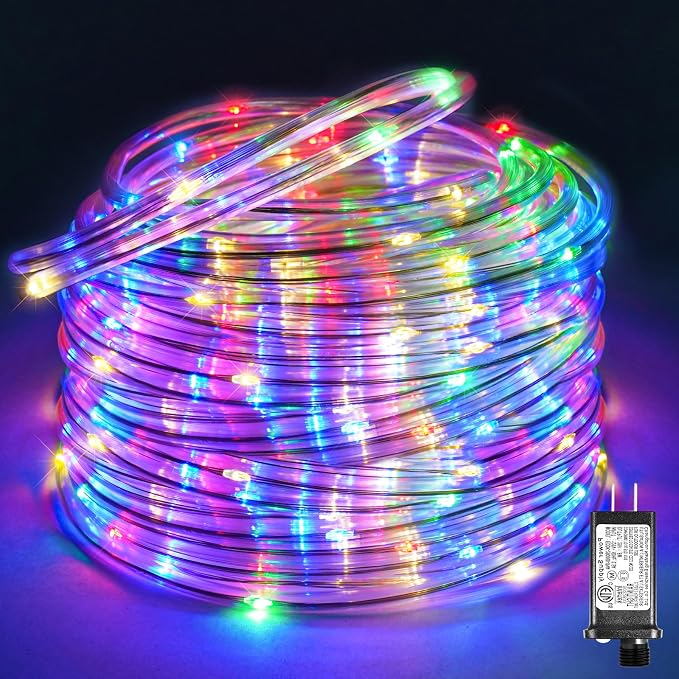 100FT 300 LED Rope Lights for Outside, Multicolor Rope Lights Indoor | Waterproof 8 Modes Plug in Connectable Outdoor String Lights for House Bedroom Garden Yard Pool Party Fence Decorations