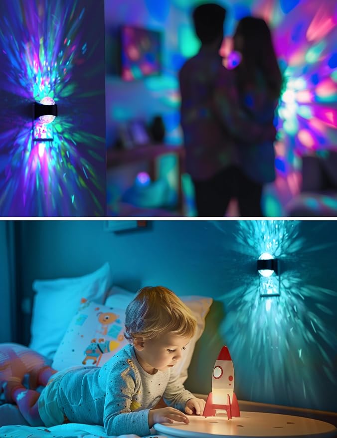 L LOHAS LED Night Light,Night Lights Plug into Wall,Projector Night Light | Dusk to Dawn Sensor,9 Color Changing, Star Projector Galaxy Nightlight for Kids Nursery Playroom Christmas Birthday Gift