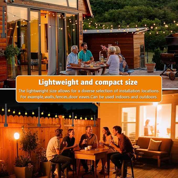 10 Pack String Light Poles,2.8 Ft Light Poles for Outside String Lights,Outdoor Lights Pole with Fork,Metal Poles Stand for Patio Deck Backyard (2.8FT 10 Pack)