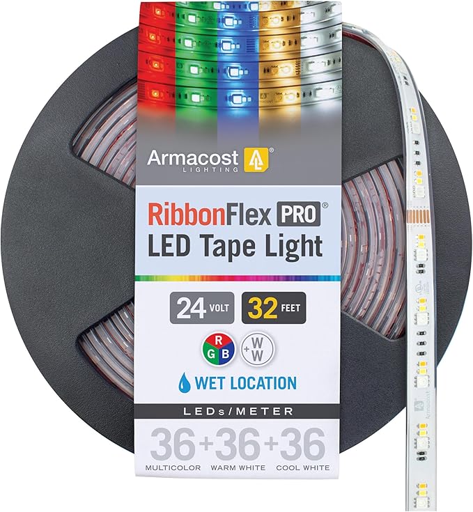 Armacost Lighting RibbonFlex Pro 24V RGB+WW LED Outdoor Strip Light Tape 10M 645350