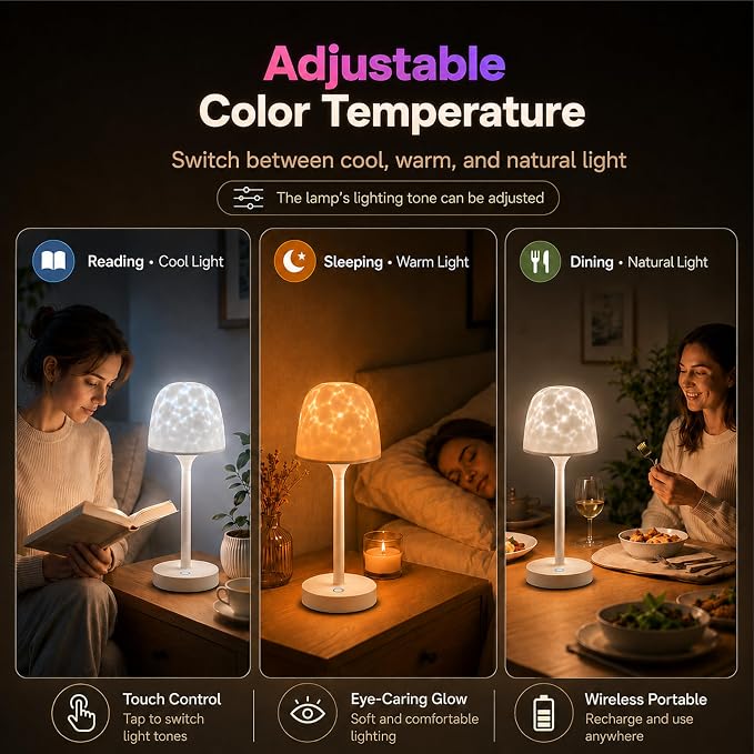 Waterproof Shower Lamp with 16 Color Ocean Wave Effect, Rechargeable LED with Remote & Touch Control, 3 White Modes, USB-C, Lamps & Shades, Lamp Sets for Bedroom, Bathroom, Living Room, Spa & Gifts