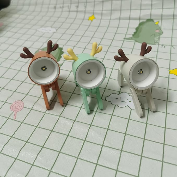 Cute Night Light for Kids, Mini Led Table Desk Lamp, Decorative Lamp Indoor Nightstand, Animal Pet Nightlights, Christmas Decorate Birthday Gifts for Children, Students (Deer 3 Colors-B)