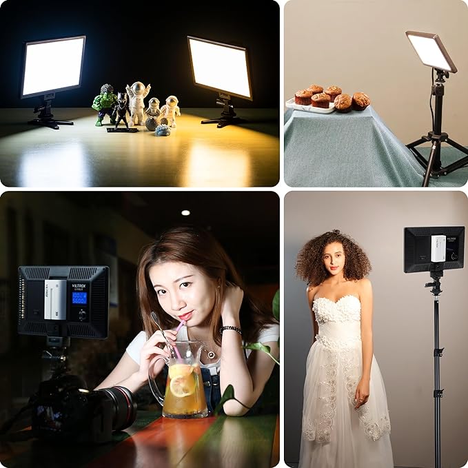 VILTROX 15W LED Video Light Panel, 3300K-5600K On Camera Light, Super Thin Key Light Panel with NP-F550, Led Photography Lighting CRI95+ for Studio Photography Video Recording Live Streaming （L116T