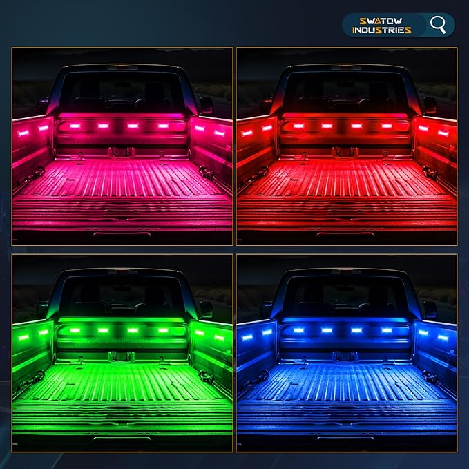 Truck Bed Lights RGB LED Bed Light Kits Bluetooth Control Rear Cargo Lights Pickup Lighting Cargo Accessories for Ram 1500 2500 3500 F150 250 350 Pickup Toyota Chevy RV Vans