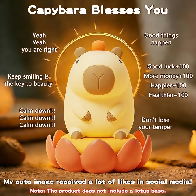 FAMIDUO Capybara Silicone Night Light, Dimmable Squishy Lamp, 20-Min Timer | BPA-Free Soft Silicone, Nursery & Kids Room Decor,Touch Bedside Light College Dorm, Cute Capibara Gift for Girls Boys Baby