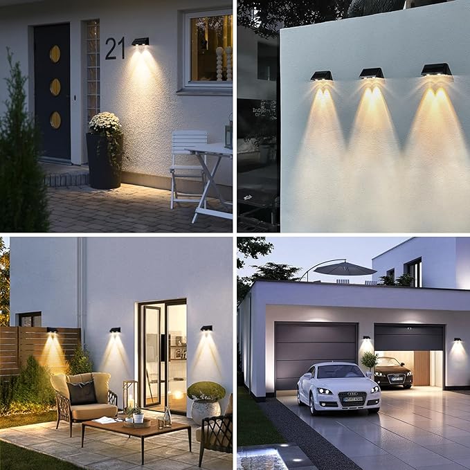 Solar Lights Outdoor Waterproof LED Convex Lens 3000K Warm Dusk to Dawn Solar Powered Light for Deck, Fence, Step, Railing(8 Pack)