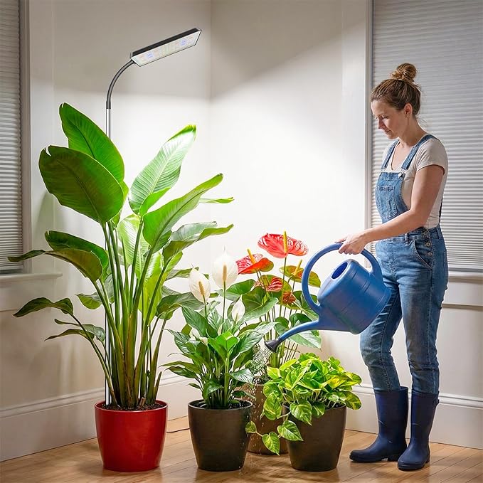 Grow Lights for Indoor Plants,153 LEDs Full Spectrum Plant Lights | Plant Grow Light with 3 Color Modes, 6/12/16Hrs,5 Brightness,10''-65''Adjustable Height for Large Small Plants.Black 1 Pack