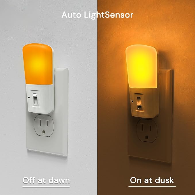 LOHAS-LED Amber Night Light, Dimmable Plug in Night Light with Light Sensor | 2 Pack, Yellow Kids Nightlights, 5-80LM Sleep Light for Nursery, Bedroom, Bathroom, Hallway, Stairway