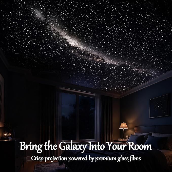 USB Star Projector with 12 Premium Glass Projection Slides | HD Projection, Adjustable Brightness, USB Powered, Bedroom Decor