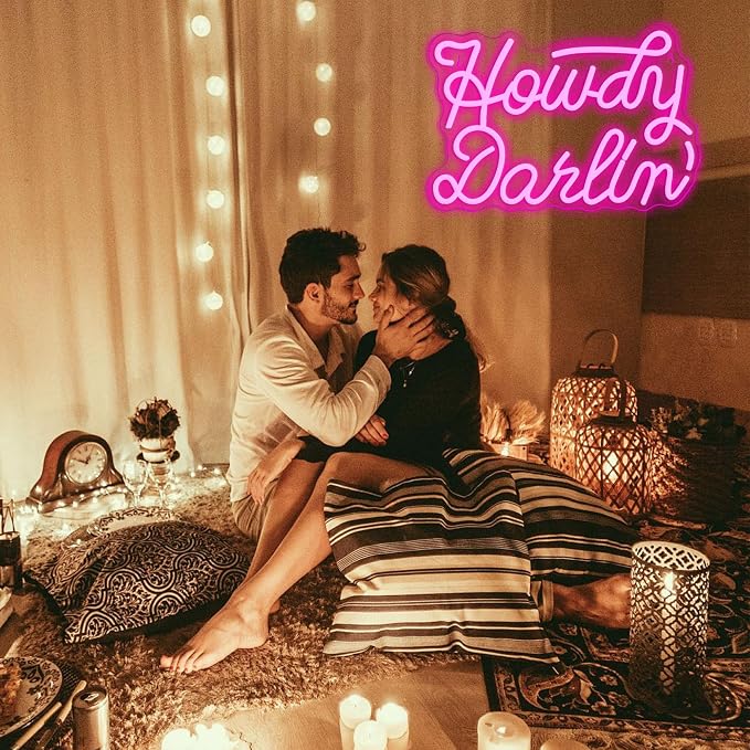 Howdy Darlin’ Neon Signs for Neon Sign,Dimmable Western Cowgirl Neon Light,Usb Powered for Man Cave Party Bedroom Bar Birthday Cowboy Lover Gifts(15.7 * 10.6in)