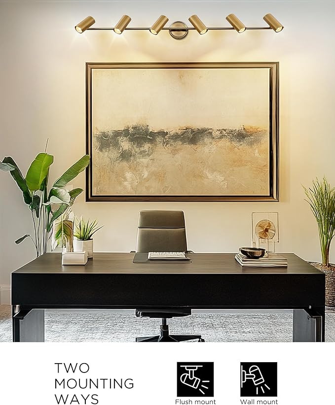 FEMILA LED Track Lighting, 50" Track Lighting Fixtures, Rotatable Kitchen Track Lights, Brass Gold Finish, GU10 Base, 4FS79TL-6 BG