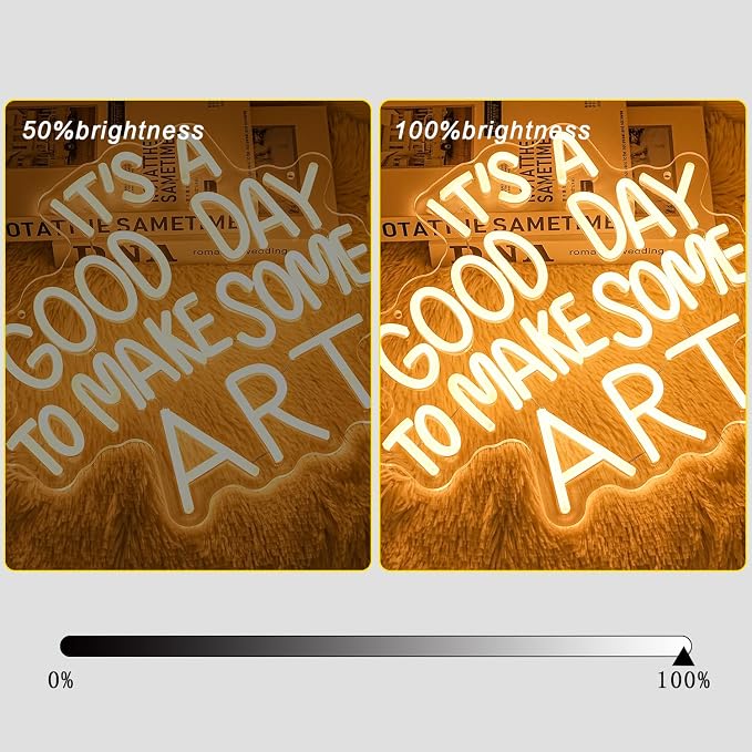 It's A Good Day to Make Some Art Neon Sign for Wall Decor Aristic LED Light Paint Neon Light Sign Classroom Neon Sign Dimmable Warm White Art Letter Neon Light for Bedroom Classroom Home Gallery Studio