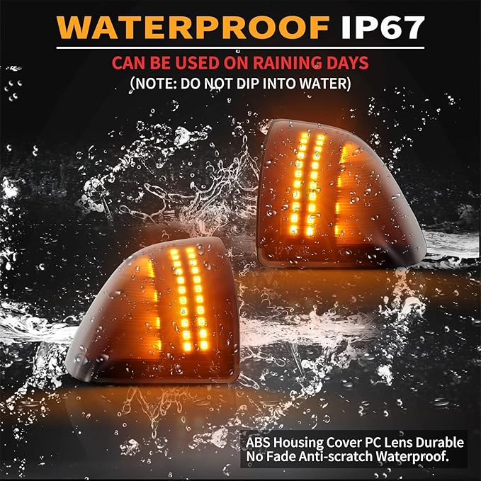 Gempro Led Side Mirror Turn Signal Light for 2010-2018 Dodge Ram 1500 2500 3500 4500 5500 Tow Mirror Lamp Smoked Len 68302828AA 68302829AA, 2PCS