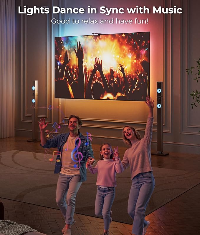 LED TV Backlight 11.5ft - TV Lights that Change with Screen for 55-65'' RGB LED Strip Lights Cuttable with Smart App Control Game & Music Sync Color Changing Light for Holiday Decor