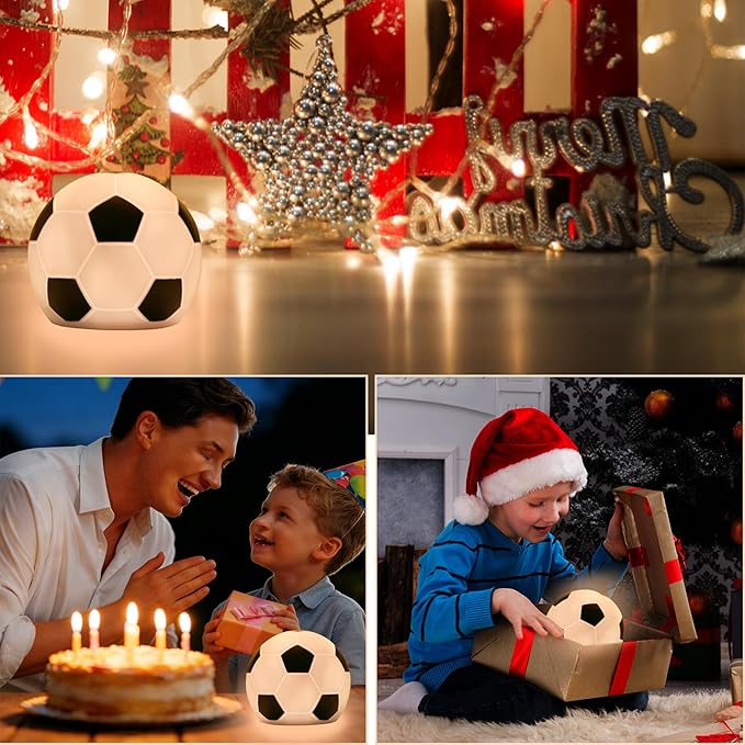 Football Night Light,Touch-Adjustable 7 Colors,Soccer Silicone Night Light for Kids,Use as a Bedside Lamp or Table Lamp,A Glowing Football Gift for Room Decor,Perfect for Children.