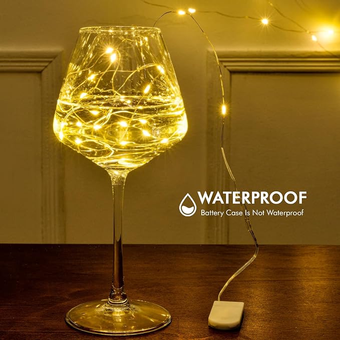 12 Pack Fairy Lights Battery Operated, 7FT 20 LED Mini String Light | Warm White Waterproof Silver Wire Twinkle Christmas Lights Ideal for Wedding Centerpieces, Mason Jars, Party Holiday Decor