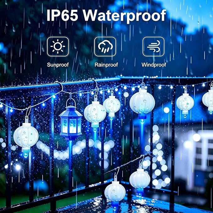 ZGWJ 10pcs Paper Lantern Lights Battery Operated Hanging LED Lights Blue | Small LED Lights for Lantern, Balloon,Wedding,Party, Decorative Lighting for Halloween Christmas Decorations