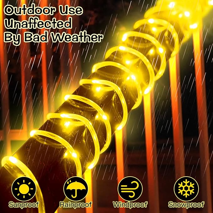 LitHome 50FT 150 LED Solar Rope Lights Outdoor Waterproof with Remote | 18 Colors Changing Halloween Rope Lights for Outside,Solar String Light for Trampoline Railings Tree Garden Christmas Decor