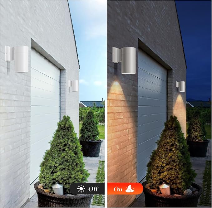 QQCherry Modern Outdoor Wall Light - Aluminum Outdoor Porch Sconce for House, Patio, Garage, Doorway & Entryway - Stylish Waterproof Exterior Lighting for Outside(White,E26)