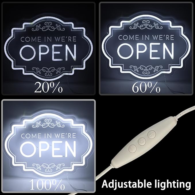 Come In We’re Open Neon Sign, LED Open Sign USB Powered | 17" x 12.6" Business Open Sign for Store, Hotel, Restaurant, Cafe, Bar and Party Decor