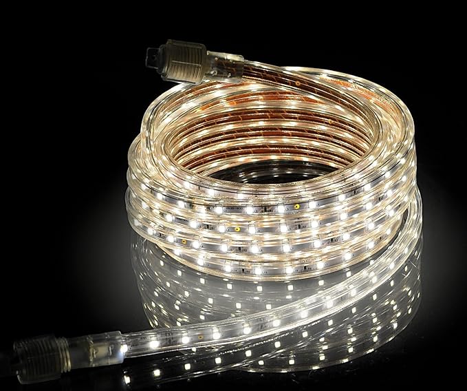 CBconcept UL Listed, 10 Feet, 1080 Lumen, 4000K Soft White, Dimmable, 110-120V AC Flexible Flat LED Strip Rope Light, 180 Units 3528 SMD LEDs, Indoor Outdoor Use, Accessories Included, Ready to use