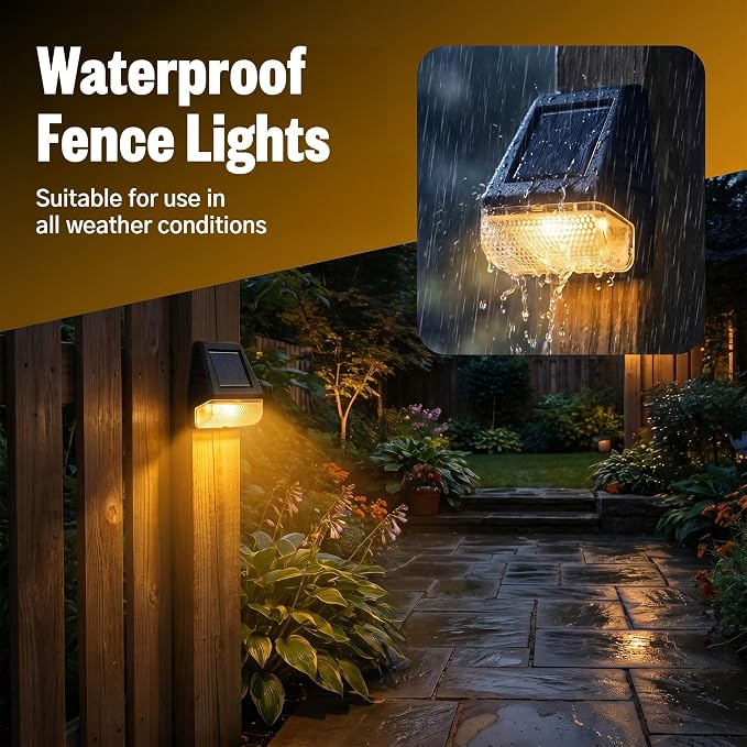 6 Pack Magnetic Solar Lights for Raised Garden Beds | Solar Powered Flower Beds Light Outdoor, Waterproof Fence RV Lamp for Planter Boxes, Patio, Balcony, Yard