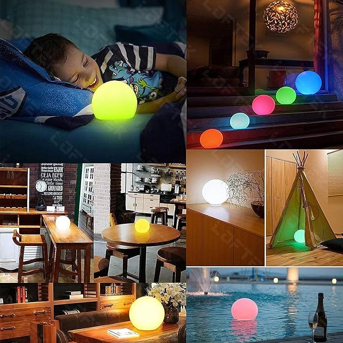 LOFTEK 6-inch LED Light Ball, Rechargeable Nursery Night Light, Hangable | Waterproof Floating Pool Lights, 16 RGB Color Changing & Dimming, Dual Control, Mood Lamp for Room Decor Ambience