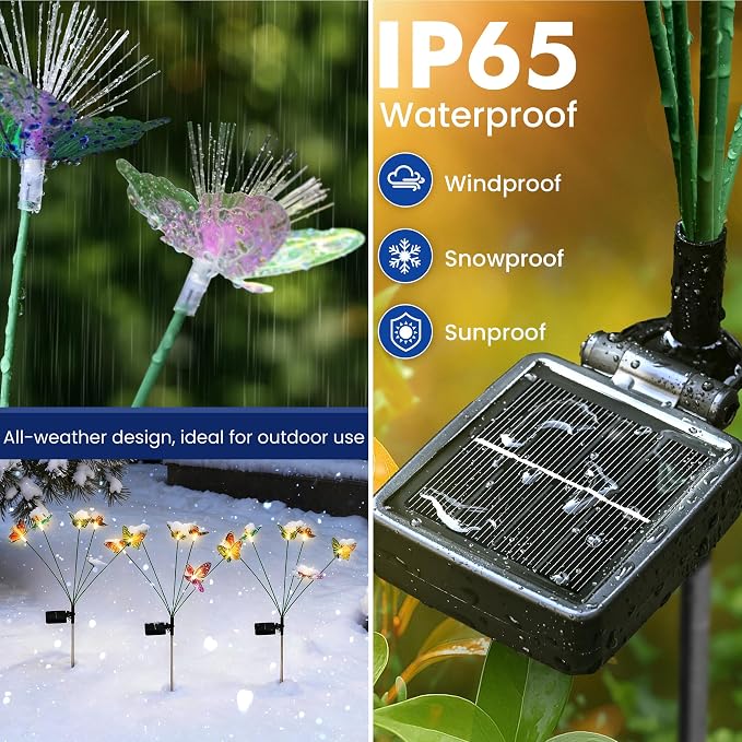 Solar Garden Lights,4Pack Swaying Butterfly Lights Garden Decor | Warm White LED Solar Lights for Outside Yard,Lawn,Patio,Pathway Decoration Gardening Gifts