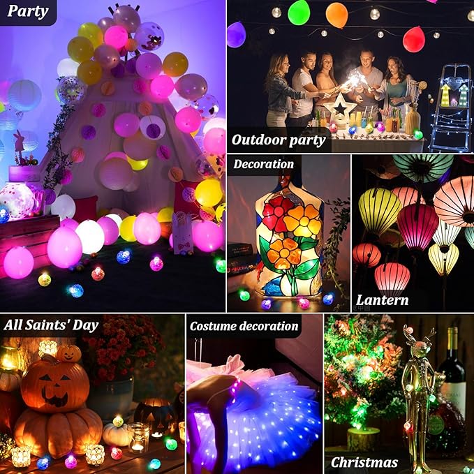 AIKEI 100pcs LED Balloon Lights, Mini Round Balls Lights Long Standby Time Lamp Waterproof for Balloon Paper Lantern Easter Decor Halloween Christmas Birthday Party Wedding Decoration