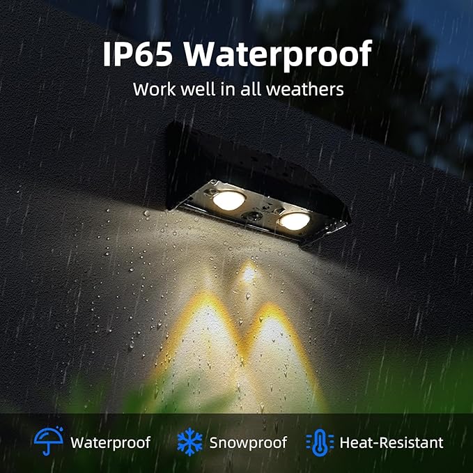Solar Wall Lights Outdoor 3000K Warm White Downlights Waterproof LED Dusk to Dawn Solar Lights for House Number, Patio, Porch, Address Sign(1Pack, Downlight)